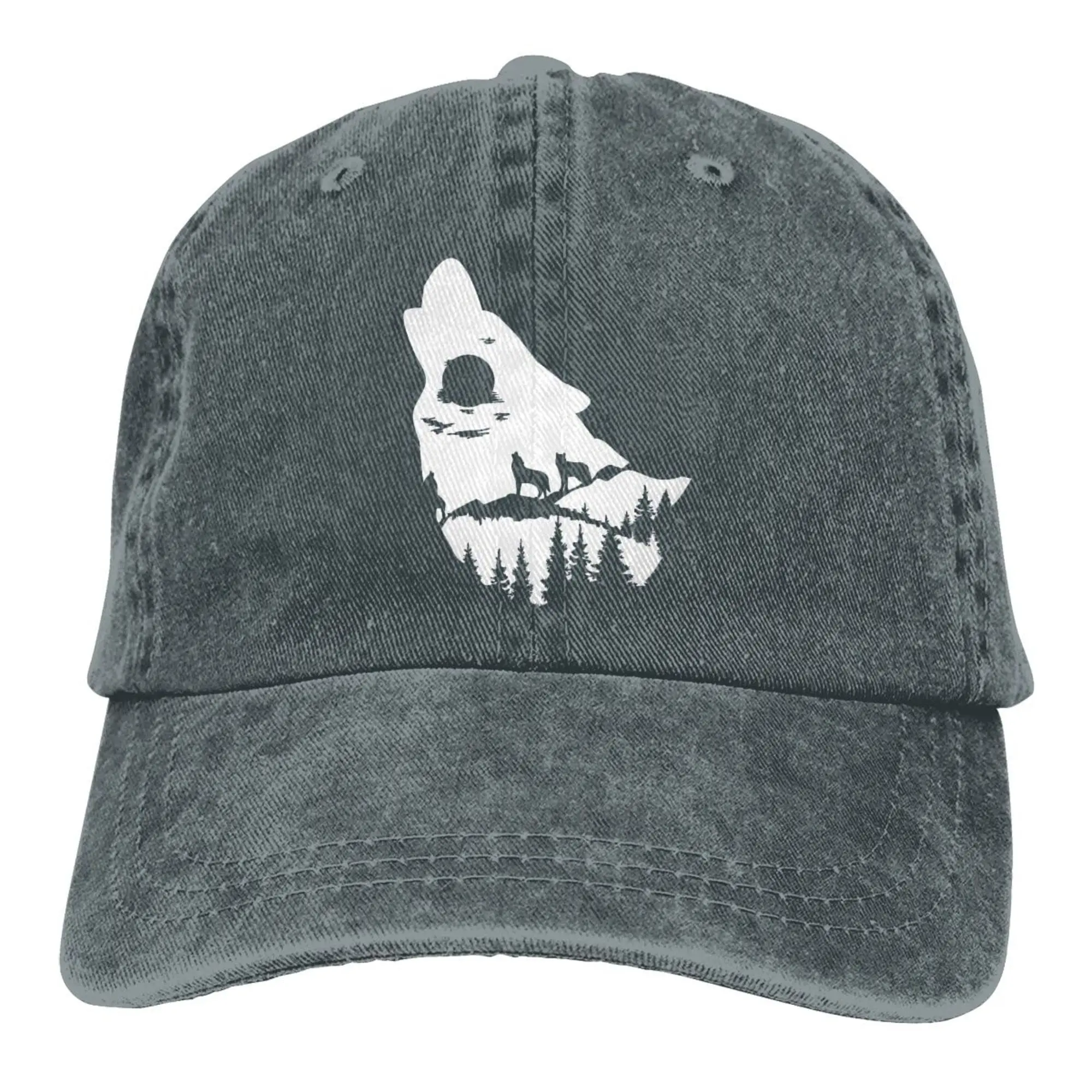 Baseball Hat Cute Wolf Howl Cotton Adjustable Dad Cap Unisex Adult Vintage Trucker Hat For Women Men Versatile Daily Routine Hat