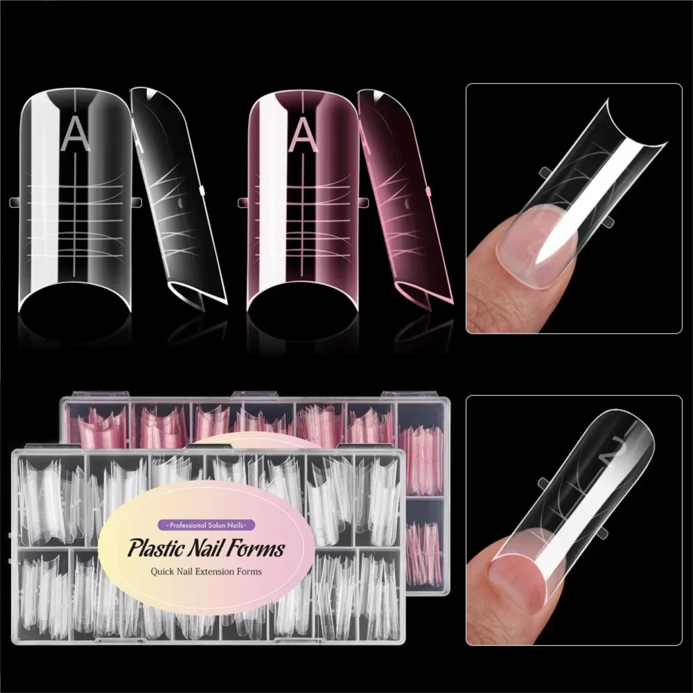 Novos moldes transparentes para unhas dos pés, faça você mesmo, meia cobertura completa, moldes de extensão de unhas, ferramentas de manicure de cabeça dupla para construtor de gel
