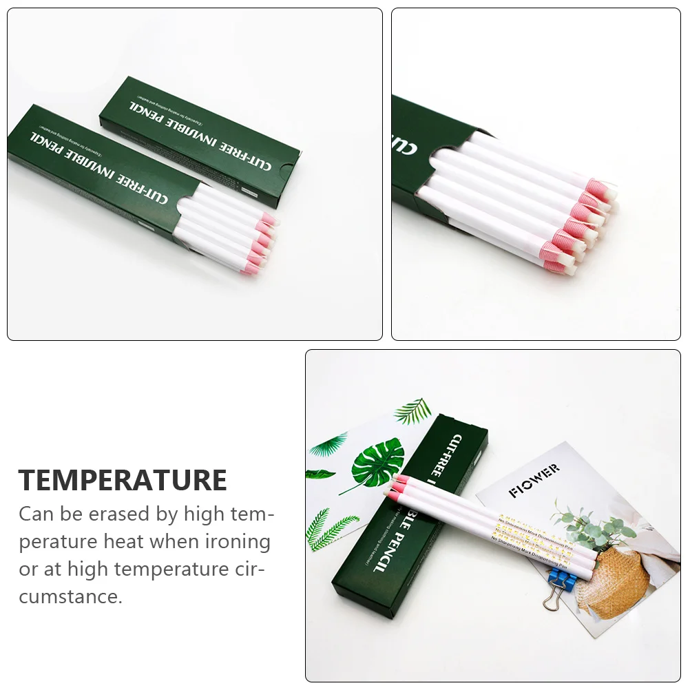 

12Pcs Pull String Crayons Roll Paper Thread Machine Sewing Pens White Heat Erasable Fabric Marking Multi-Purpose Auto