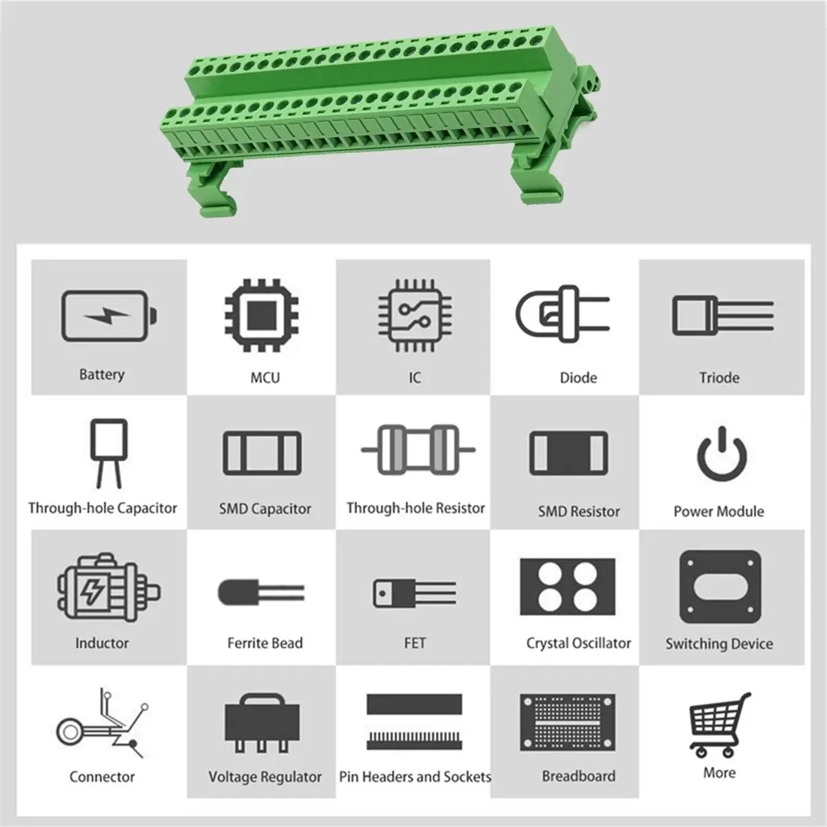 A003 24P Complete DIN Rail Terminal Set/DIN Rail Terminal Block 2EDG--5.08mm Solderless Plug-in Type