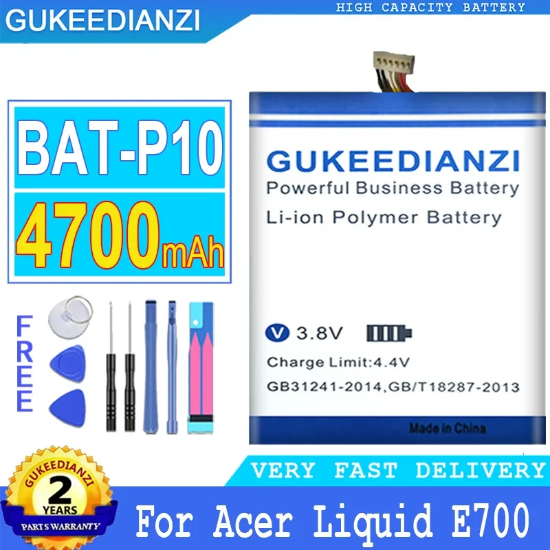 

GUKEEDIANZI Battery BAT-P10 for Acer Liquid E700,Liquid E700 Triple ,E39, PGF506173HT, Big Power, Free Tools, 4700mAh