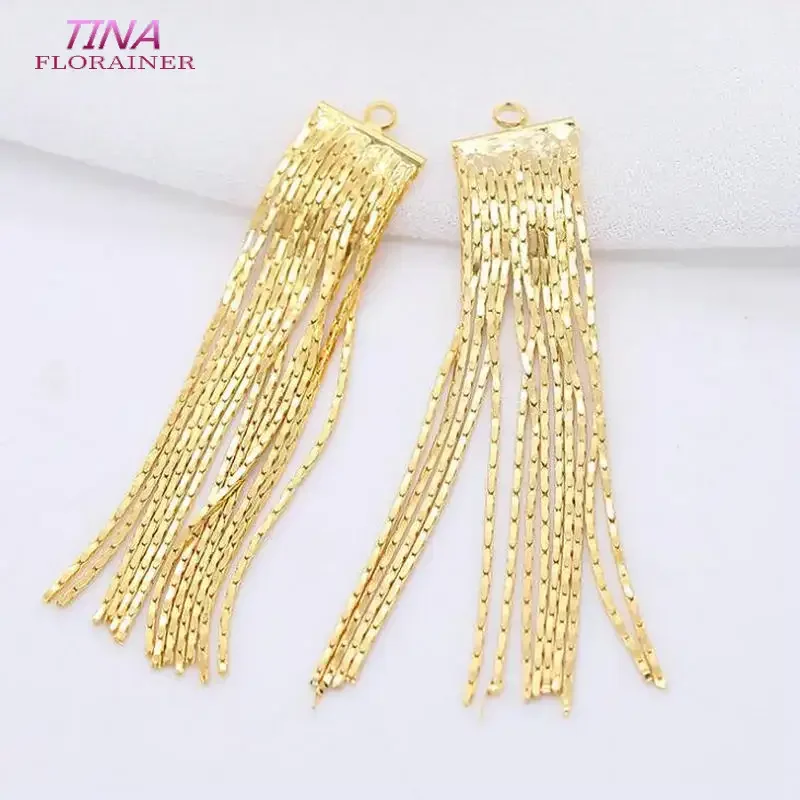 4PCS Full Length 45MM 14K Gold Color Brass Chain Tassel Charms Pendants High Quality Jewelry Making Supplies Diy Findings