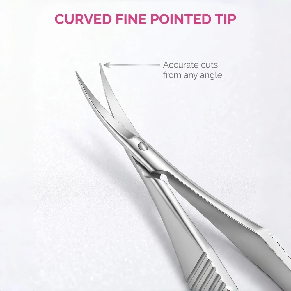 2Pcs/Set Cuticle Scissors, High-Quality Stainless Steel Russian-Style Cuticle Nippers, Ultra-Fine Curved Eyebrow Scissors, Professional Ultra-Sharp Precision Tip Cuticle Trimmer, Non-Slip Ergonomic Design, Sharp Thin Blades, Suitable for Cuticle Care, Hangnails, Eyelashes, Eyebrows, Dry Skin - Nail Scissors, Mini Scissors, Gift for Family, Friends, Loved Ones, Back-To-School Season, Halloween, Christmas