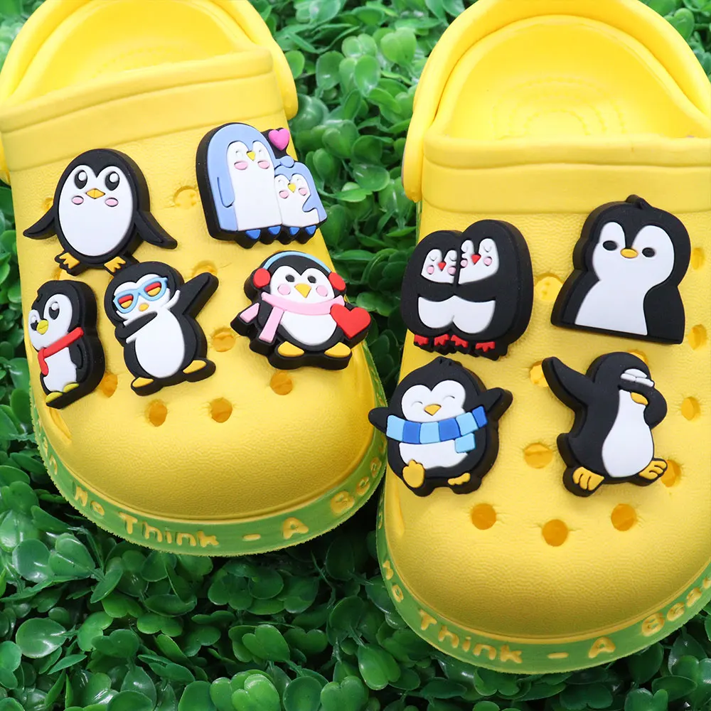 1-9 buah Penguin hewan PVC sepatu lucu pesona aksesoris anak laki-laki perempuan desainer dekorasi bakiak cocok Gelang