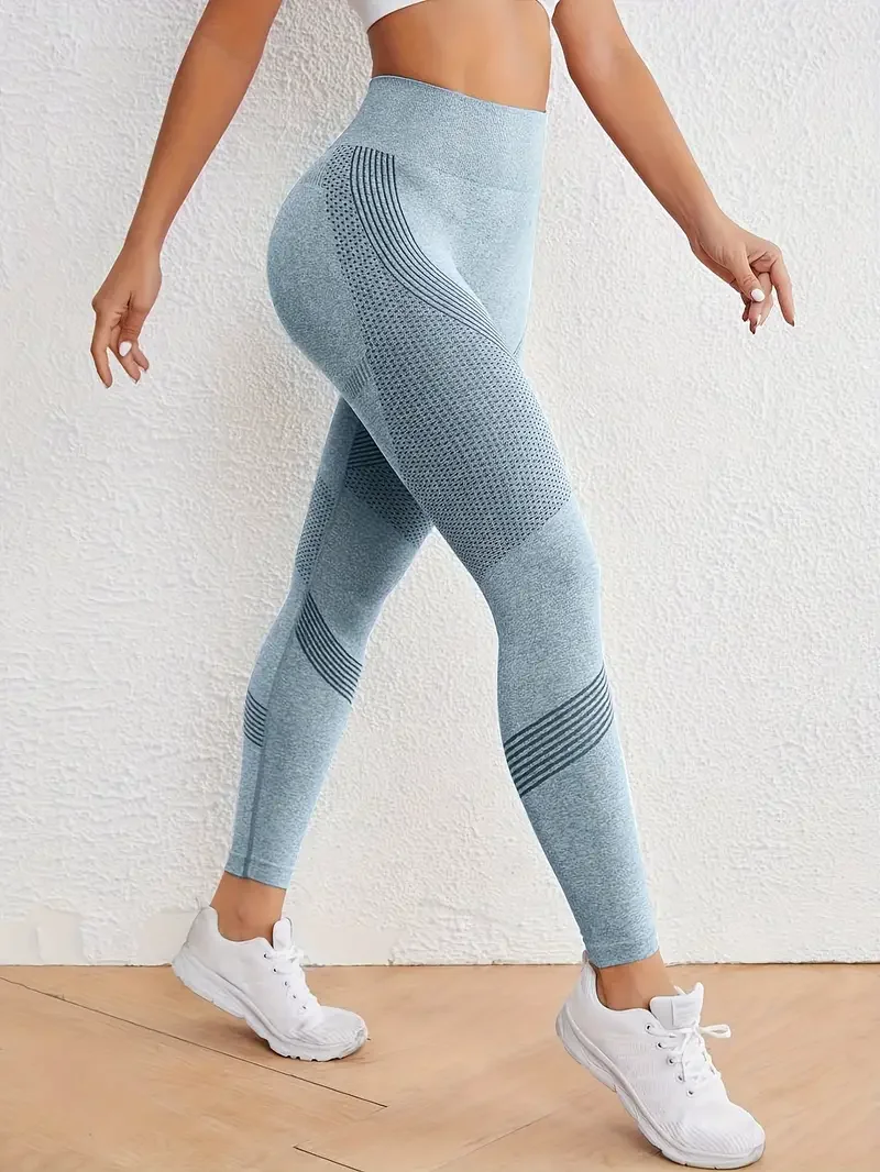 Solid color fitness yoga sports pants high elastic tummy control yoga pants women\'s sportswear