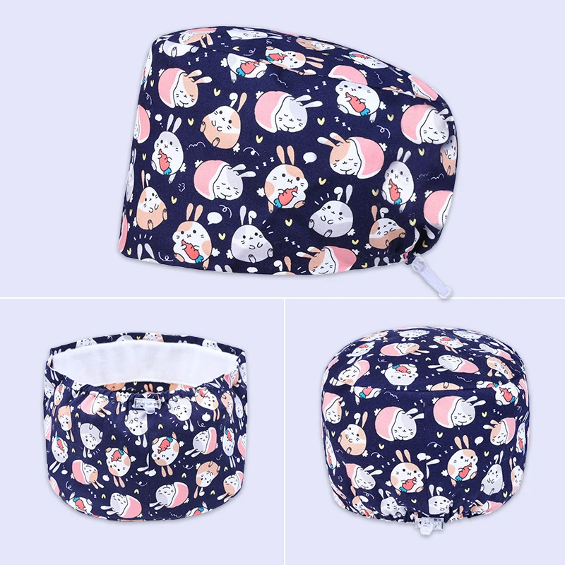 Cartoon Anti Static Nurses Working Hats Unisex Surgical Caps Dentist Short Hairs Comfortable Nursing Hat K607