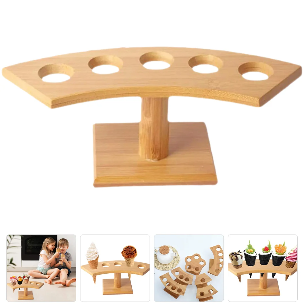 Multi Holes Ice Cream Cone Stand Wooden Sushi Roll Holder Desktop Ice Cream Cone Rack Ice Cream Holders