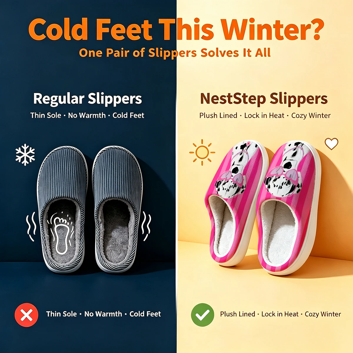 Pink Stripe Dalmatian Christmas White Slippers Warm Plush Indoor Shoes Non-Slip Winter Slippers Family Holiday Gifts Soft view 5