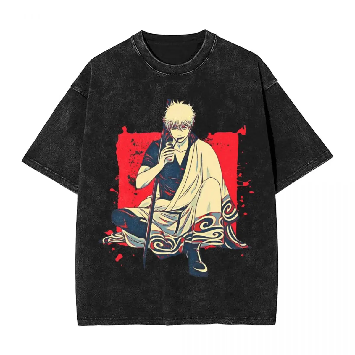 Washed T Shirts Gintama - Hijikata Toshiro T-Shirts Oversize Adventure Samurai Short Sleeve Summer Tops Tops Tees for Men Women