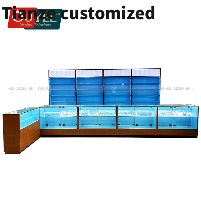 

Customized-High End Display Rack Cabinets Smoke Shop Retail Display Showcase Glass Smoke Shop