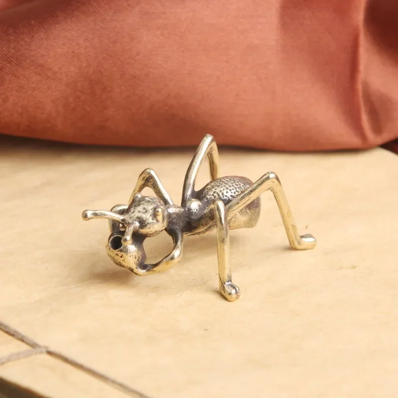 Solid Retro Brass Ant Figurines Insect Miniatures Crafts Desktop Ornaments Desk Living Room Home Decoration Accessories