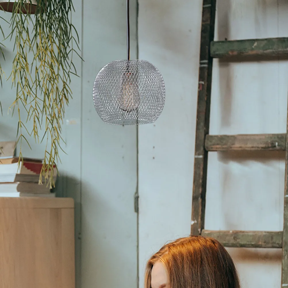 

2 шт. Подвесные потолочные светильники с абажурами ручной работы из железной проволоки, металлические абажуры-клетки для спальни, гостиной, столовой