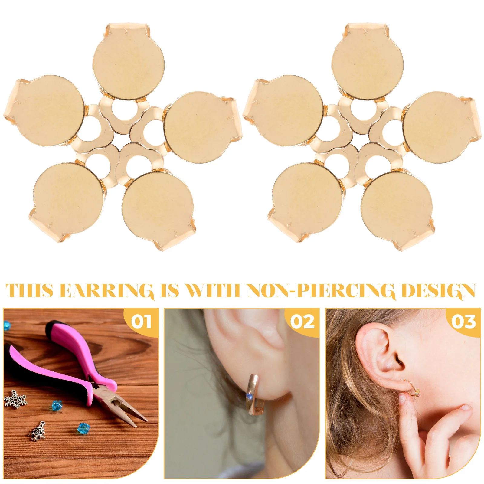 

100 Pcs DIY Accessories Non Pierced Earrings for Women Clips Cuff Jewelry Miss Dangle