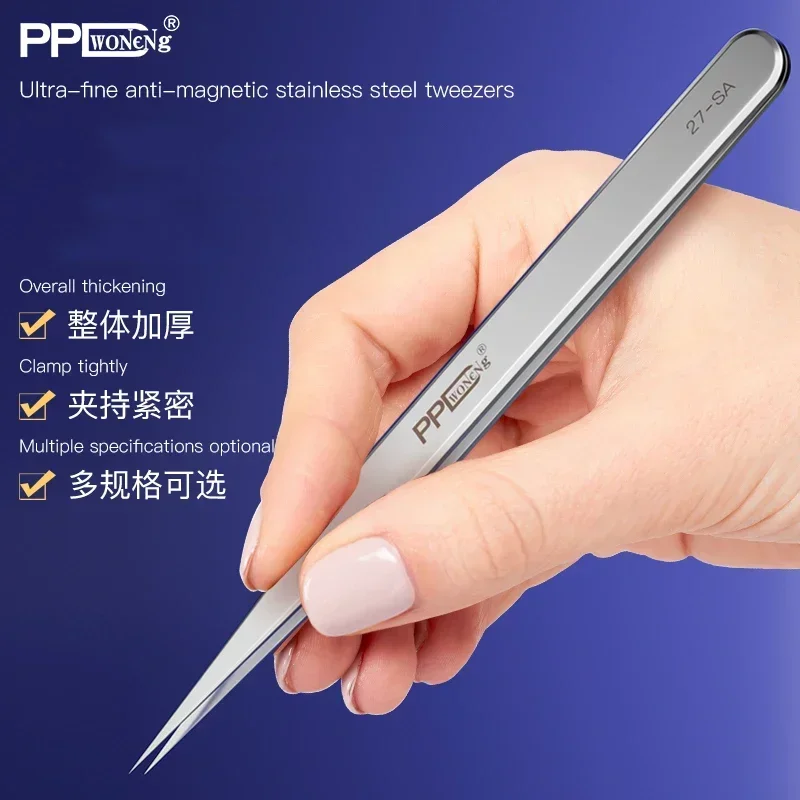 Juego de pinzas de precisión PPD, pinzas antimagnéticas de acero inoxidable para Chip IC, cable volador, reparación electrónica, herramientas de soldadura DIY
