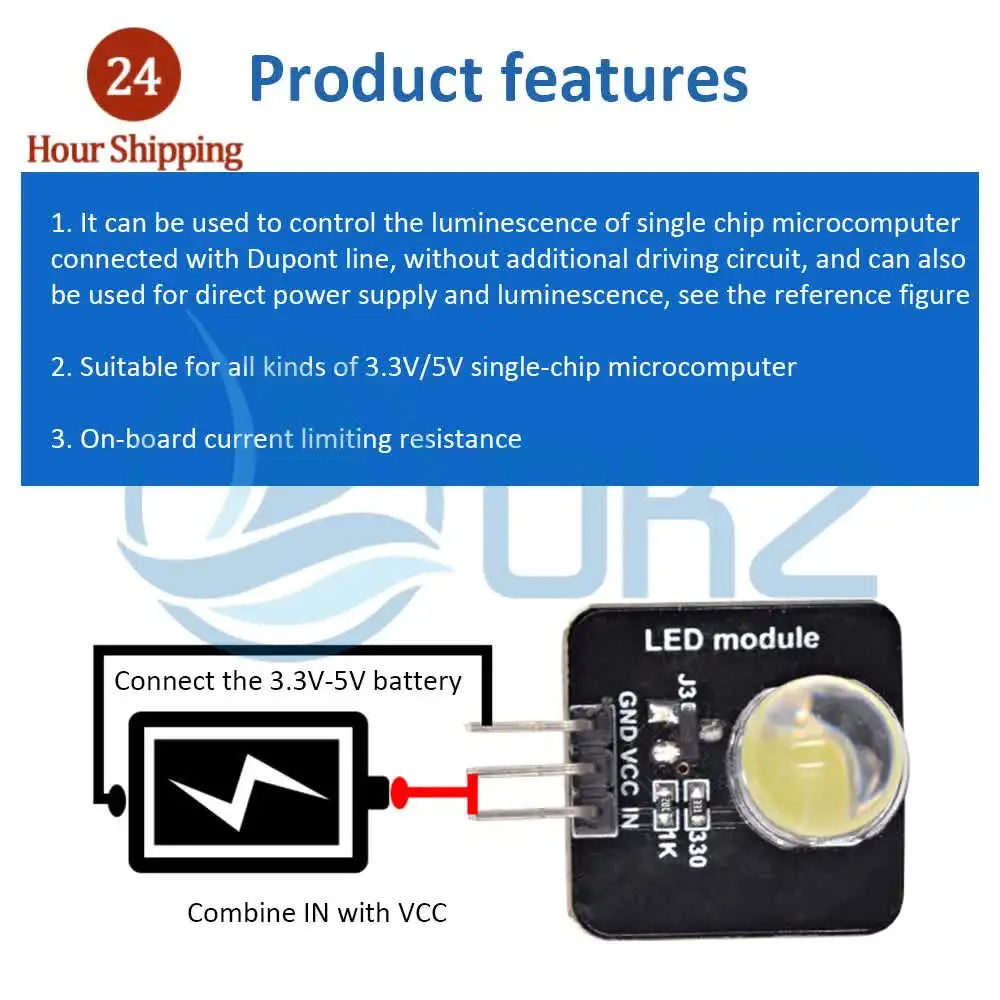 Arduino用の発光モジュール,LEDインジケーター,3.3v-5v,10mm, 2個