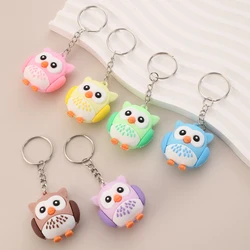 6pcs PVC Owl Keychain Cute Cartoon Animal Bag Key Chain Keyring Ornament Bag Purse Charm Accessories Easter Gifts