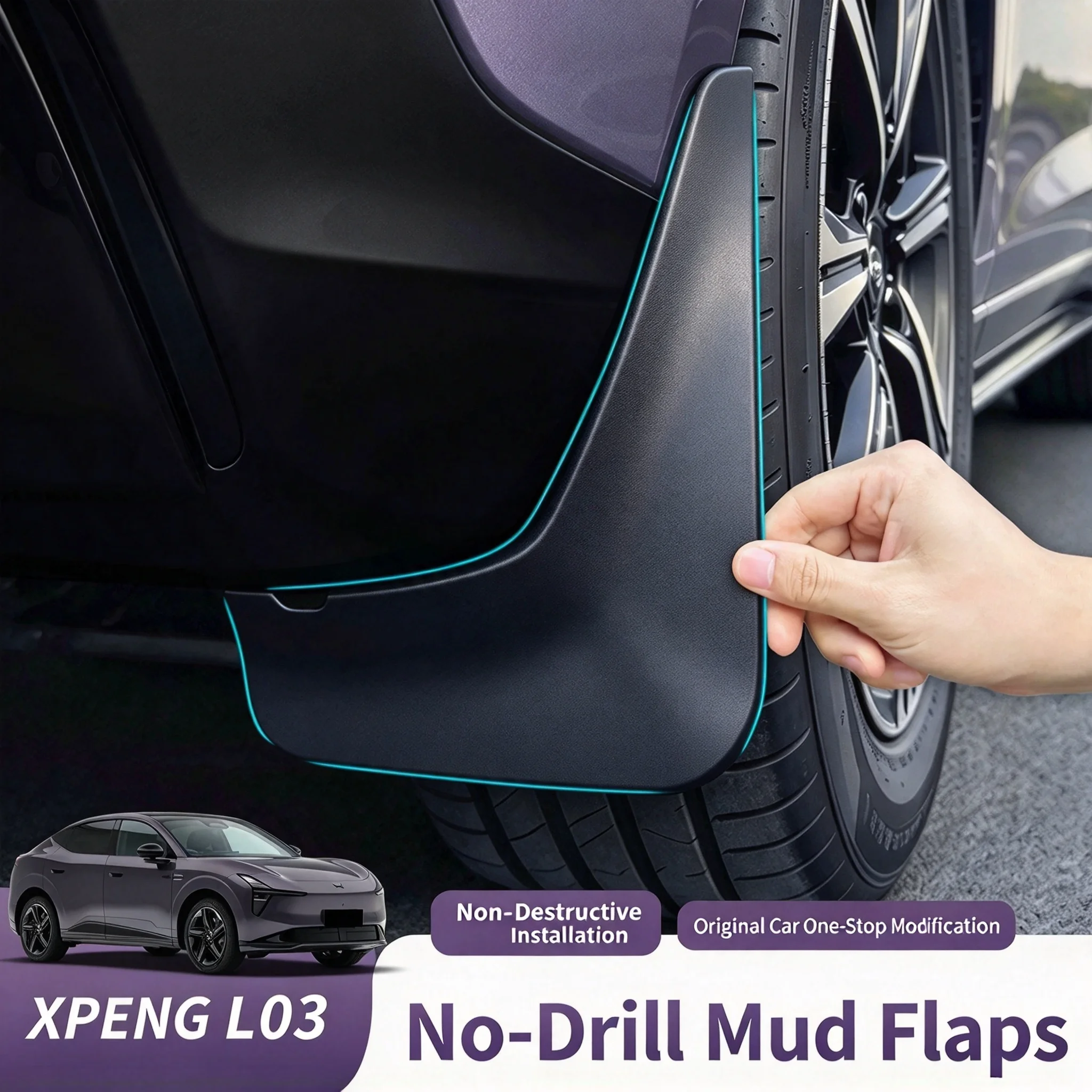 Car Mud Flaps For 2026 Xpeng MONA L03 No Drilling Splash Guards Front Rear Wheel Fender Mudguard Anti-sand Mud Protection Parts
