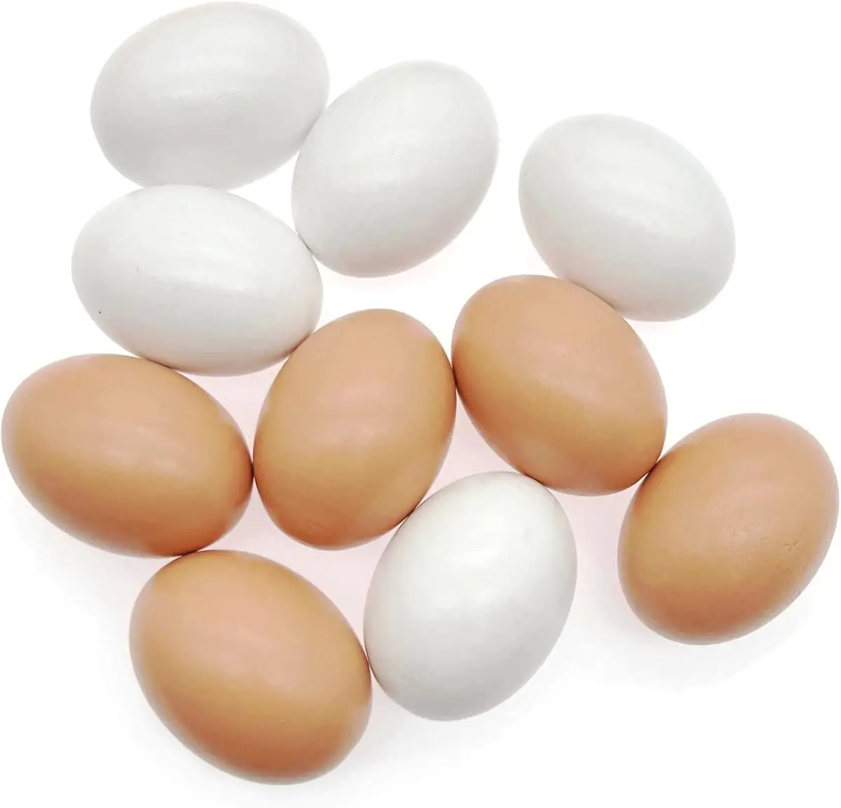 10 pièces d'œufs factices en bois non peints, jouet d'imitation pour jeu de rôle, œufs décoratifs pour l'artisanat, la peinture, l'élevage de poules, la décoration intérieure et les activités éducatives pour enfants