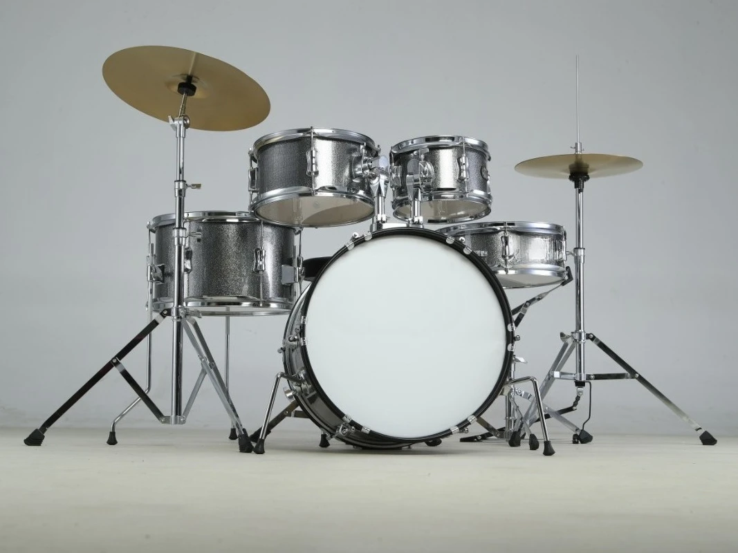5-Piece Complete Beginner Kit 16 Bass Single Tier Adjustable Throne Junior Drum Set Cymbals Advanced