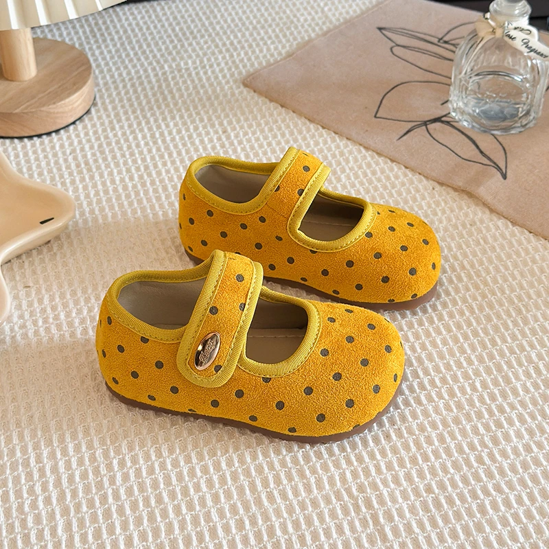 Picture 5: Girls Polka Dot Mary Jane Shoes 2026 New Autumn Kids Vintage Princess Flat Shoes Round Toe Soft Sole School Dress Shoes For Baby