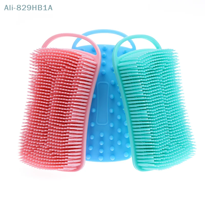 Brosse de douche en silicone souple 2 en 1, épurateur, masseur de cuir chevelu, shampooing, double face, corps, mousse, outil de nettoyage de la peau