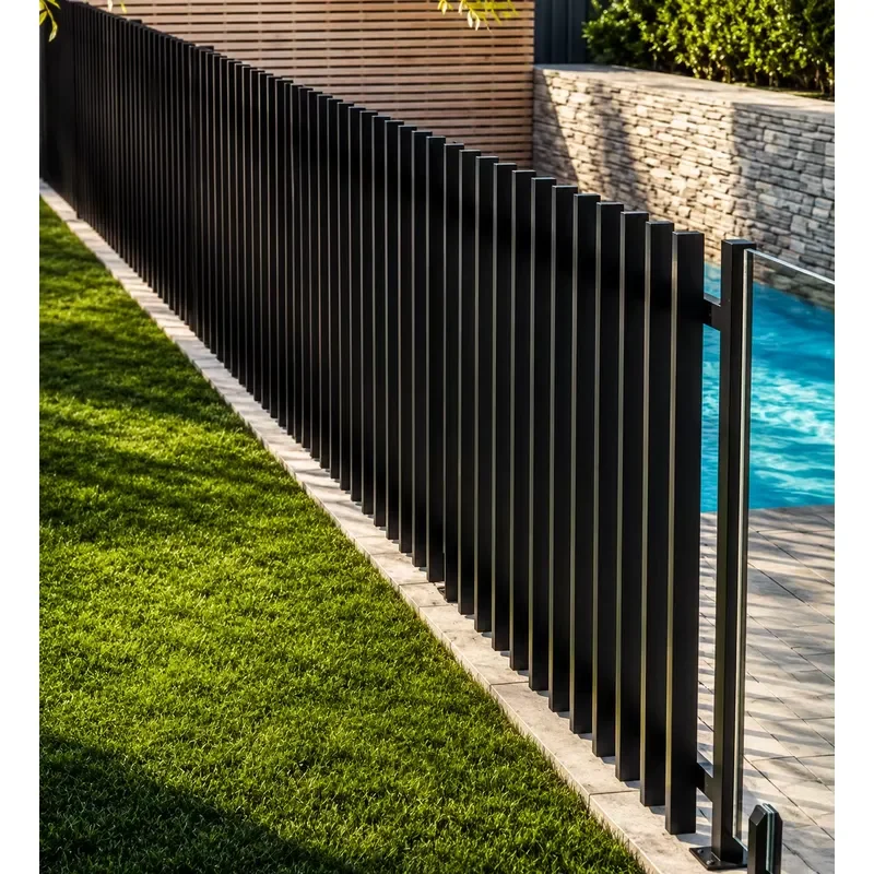 Good Quality Aluminum Powder Coated Welded Slat Fencing Panels Outdoor Garden Privacy Rust Free 6ft 5ft Blade Fence Panels