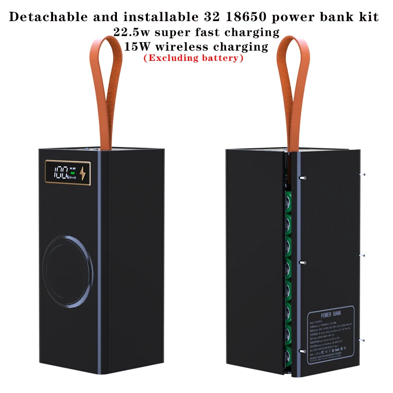 علبة بطارية 32 خلية 18650، علبة بنك الطاقة، شحن سريع للغاية DIY، بنك طاقة محمول، علبة شحن، شحن لاسلكي