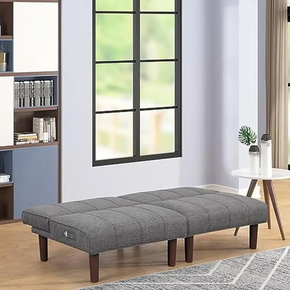 Set Sofa ruang tamu Mini tanpa lengan, pengisi daya USB kursi Futon berlapis kain dapat disesuaikan