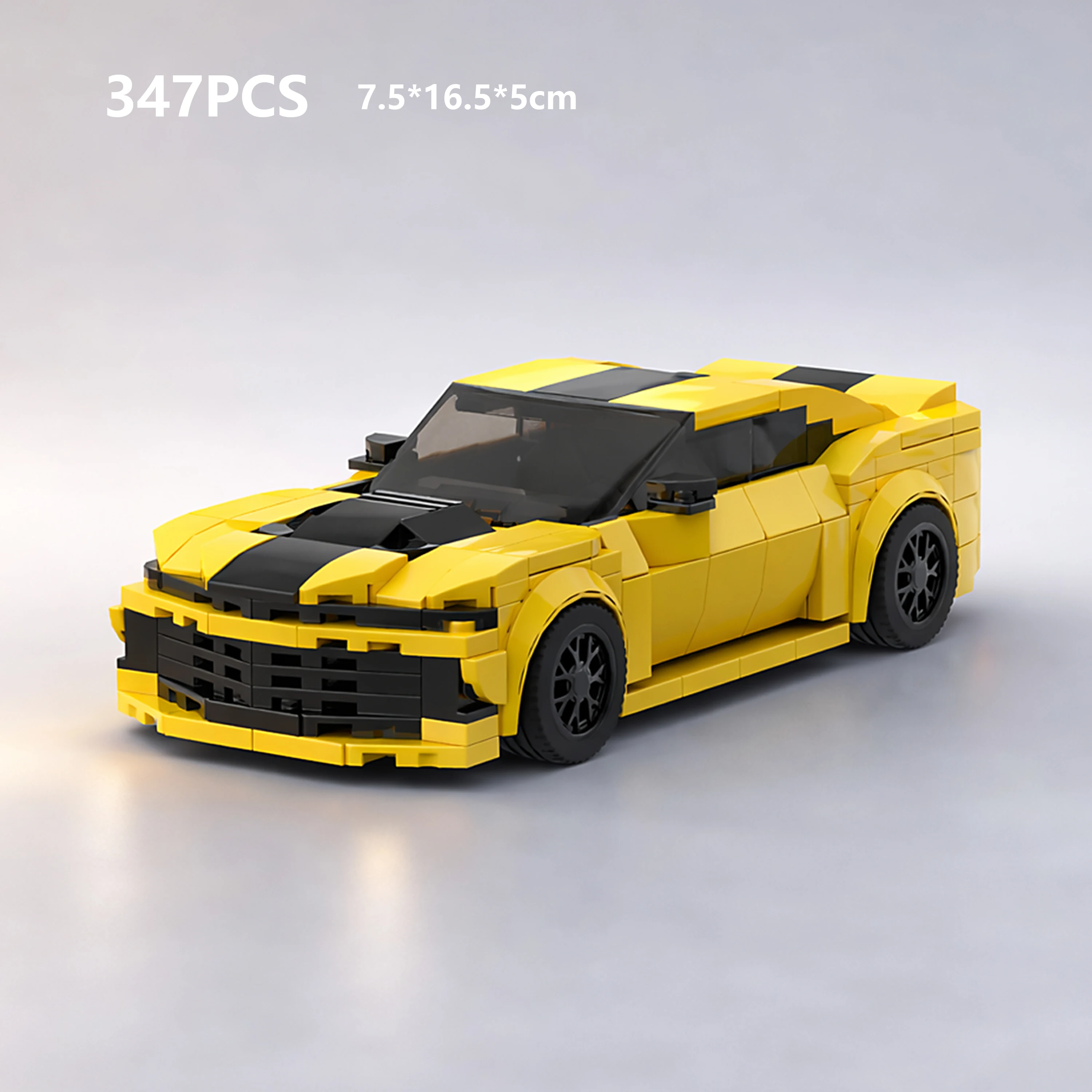 

Конструктор MOC: Классический гоночный автомобиль в стиле Muscle Camaro, 347 деталей, широкие кубики с 8 шипами, серия Speed, модель для сборки, игрушка-подарок