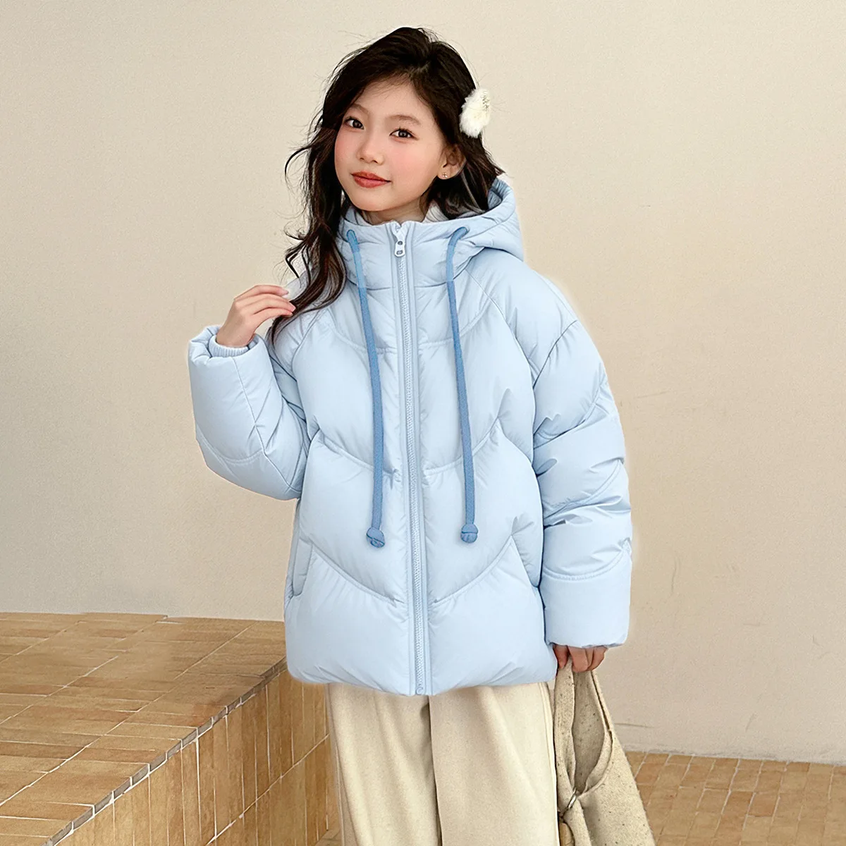 Winter Children Girls Parkas RAISE 4-14Yrs Junior Girls Hooded Thick Warm Outerwear Coat Plus Velvet Young Teenagers Girl Jacket
