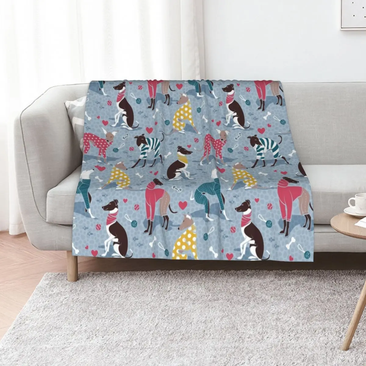 

Greyhounds dogwalk // pale blue background Throw Blanket Beach Baby Blankets For Bed Sofa Throw Blankets