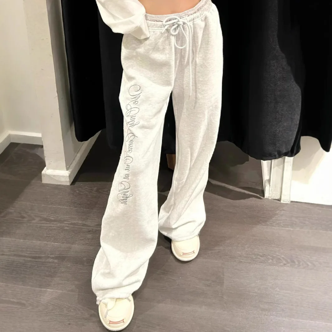 

American casual lace embroidered trousers casual trousers sweatpants women