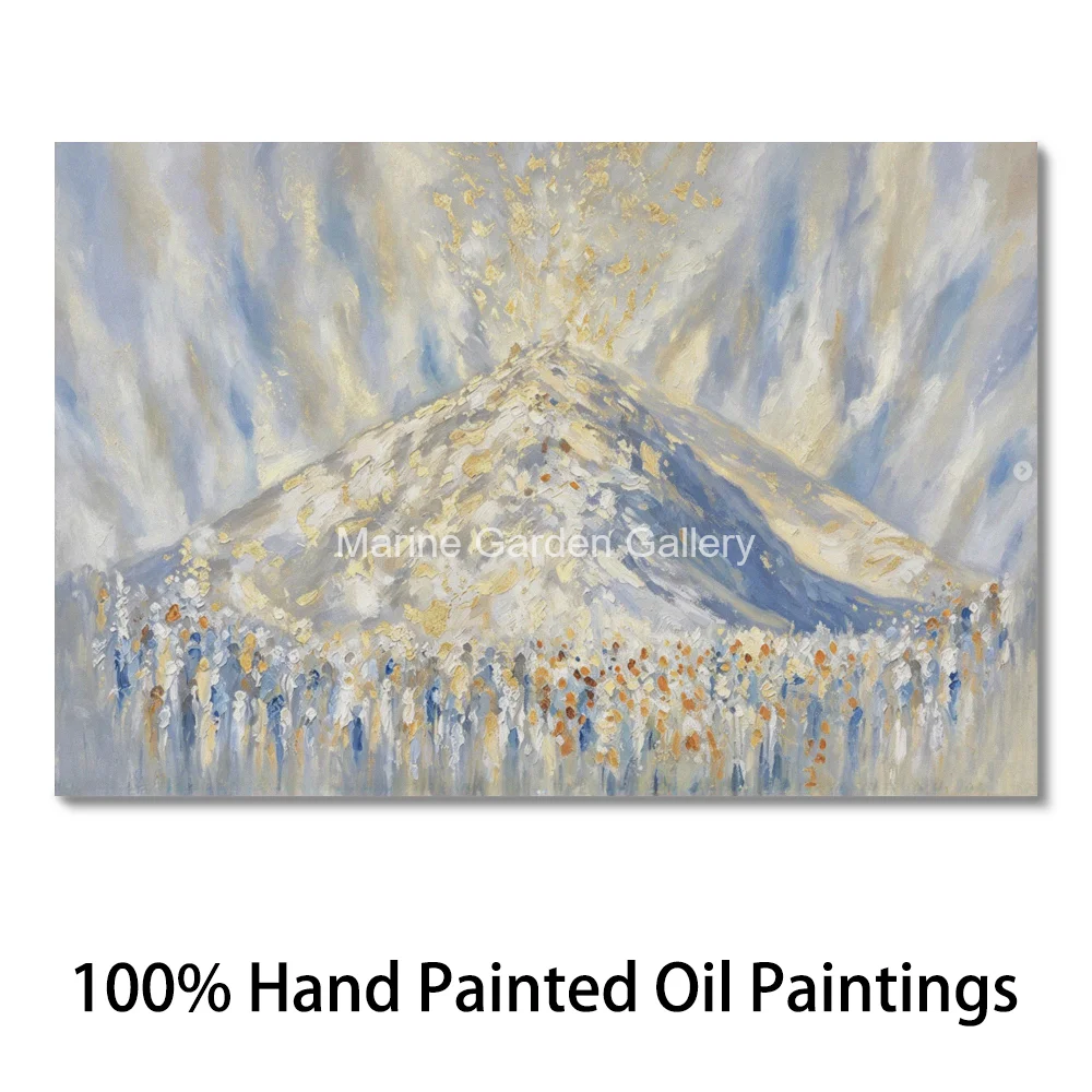 Large Judaica Textured Oil Painting Har Sinai Handmade Israel Canvas Art Abstract Artwork for Entryway & Hallway Home Decor