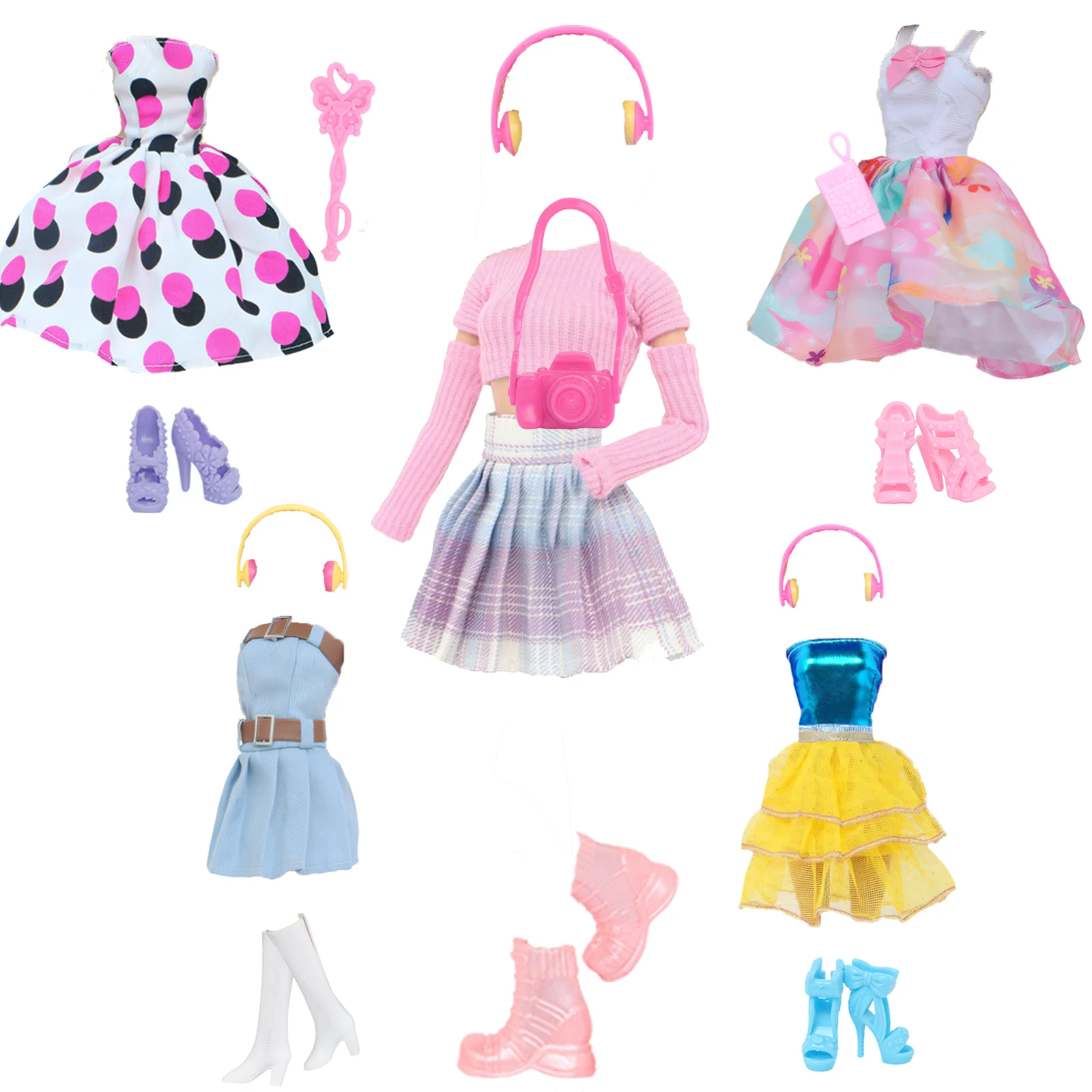 

Модный наряд для куклы, комплект платьев 11,8 дюйма, топы для куклы, повседневная юбка с аксессуарами, обувь, сумка, гарнитура, 30 см, кукольная одежда, 1/6, игрушка в подарок