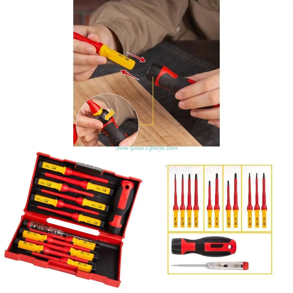 

E74E Heavy Dutys Insulated Electrician Screwdriver VoltageTester for Industrial Repair