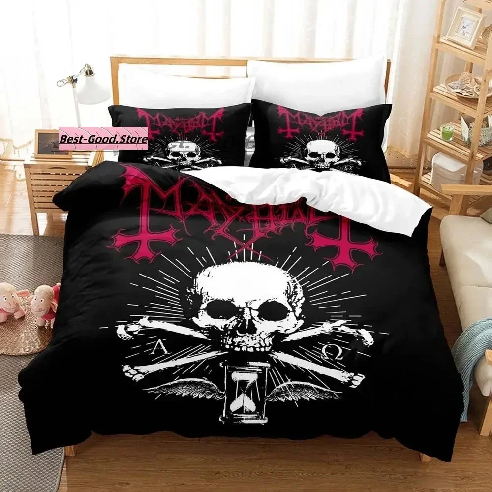 Mayhem conjunto de cama angustiado único gêmeo completo queen king size conjunto aldult criança quarto conjuntos capa edredão esqueleto conjunto folha