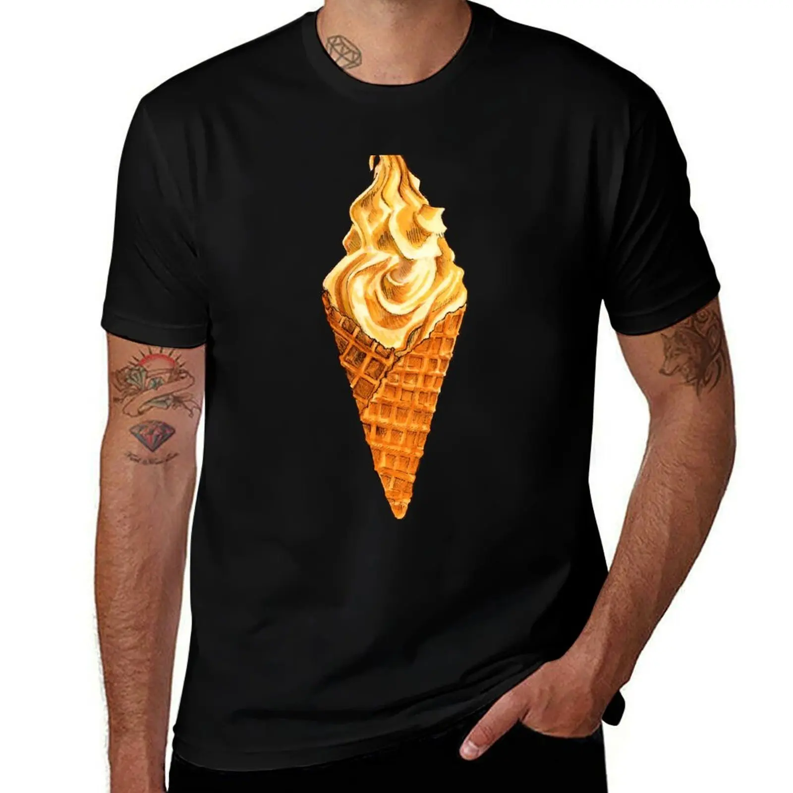 Vanilla Soft Serve Pattern T-Shirt Moisture Control Sports Tee T-Shirt