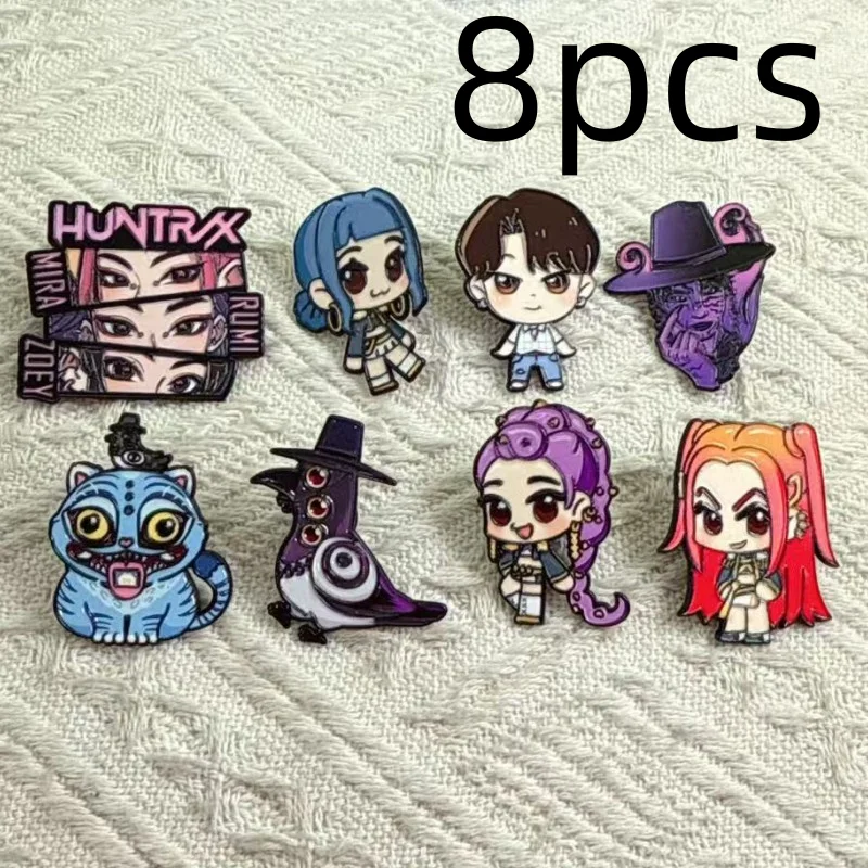 8 قطعة K البوب شيطان الصيادين الكرتون المينا دبابيس-Jinu Lumi Zoey Derpy النمر تصاميم سبيكة بروش شارة التلبيب مجوهرات لمحبي #1