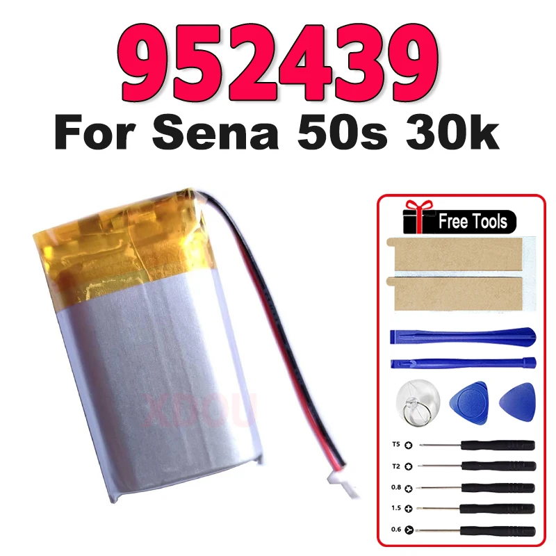 

Hight Quality New Battery 952439 1000mAh Battery Suitable For Sena 50s Sena50s 30k Bluetooth helmet headphone battery + Tools