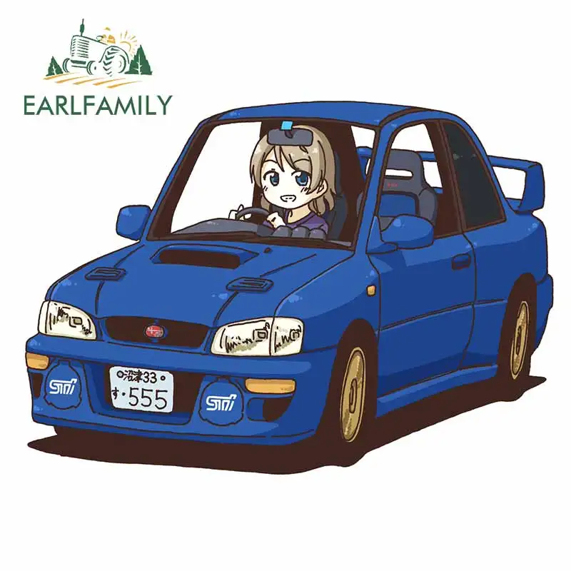 EARLFAMILY 13cm x 9.2cm for Initial D Blue Vehicle Anime Refrigerator Trunk Decal Windshield Car Stickers Motorcycle Car Styling