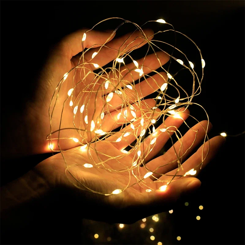 

New 5 Colors LED Outdoor Light String Fairy Garland Battery Power Copper Wire Lights For Christmas Festoon Party Wedding