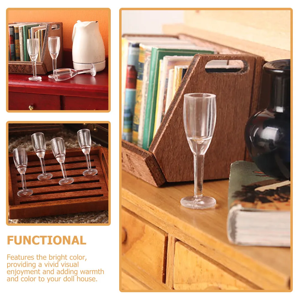 20Pcs Miniature Cocktail Cup Simulated Micro Goblet for Mini Landscape Layout Mini House Decor Decorative Miniature Glasses
