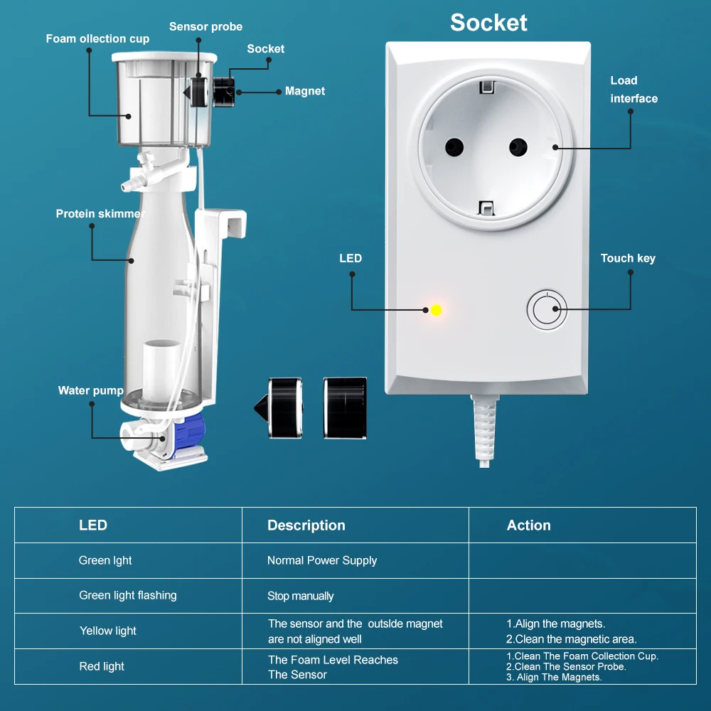 Jebao Jecod ASS 600 Explosion Proof Smart Aquarium Internal Protein Skimmer Auto Security for Fish Tank Automatic Anti-overflow