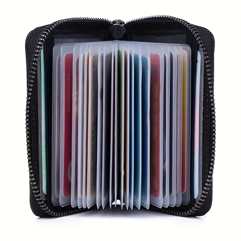 محفظة رجالية كلاسيكية صغيرة الحجم متعددة البطاقات، محفظة نسائية للعملات المعدنية مع سحاب، حامل بطاقة ائتمان بلون سادة للجنسين