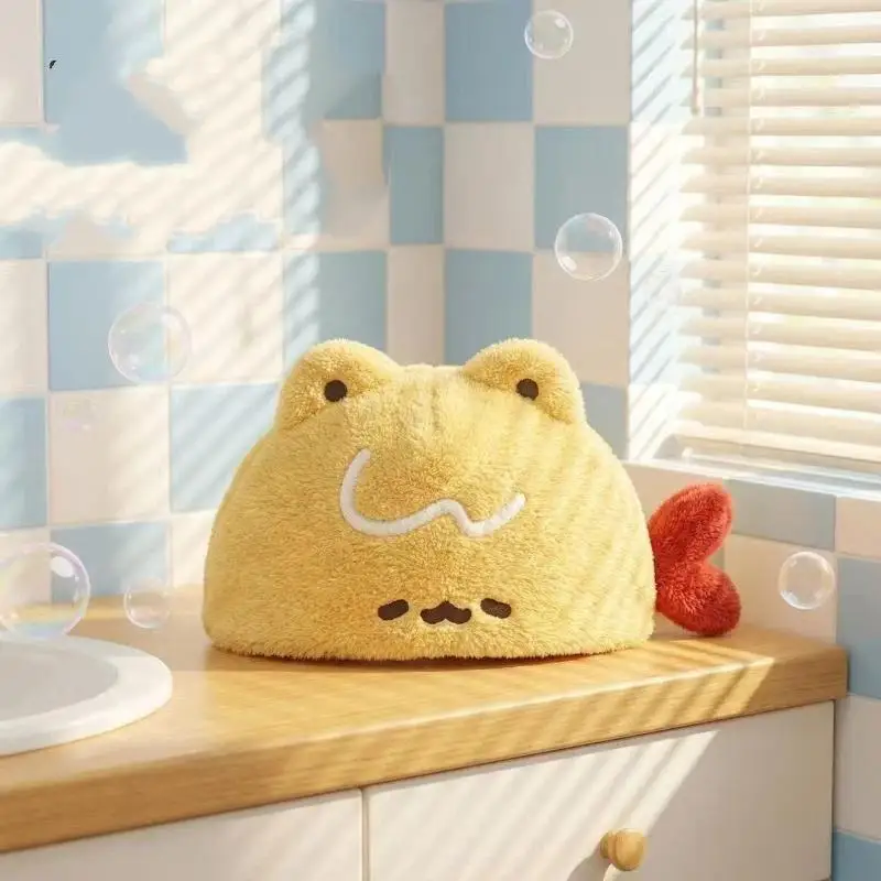 New Women's Quick-Dry Absorbent Thickened Korean Cute Fried Shrimp Embroidered Shower Cap Towel 1PCS
