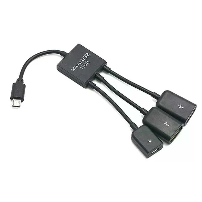 

3 in 1 Micro Usb Type C Hub Male To Female Double Usb 2.0 Host Otg Adapter Cable for Smartphone Computer Tablet 3 Port