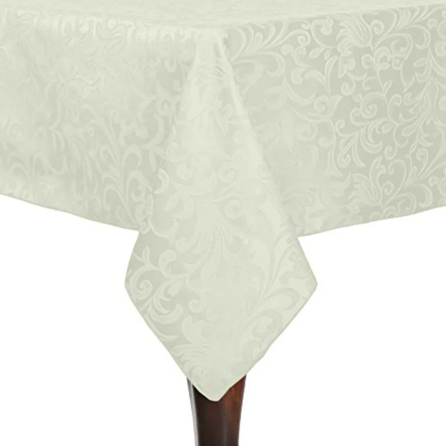 

2 Pack Somerset 60 x 144-Inch Rectangular Damask Tablecloth Jacquard Weave Scroll Design Ivory Cream