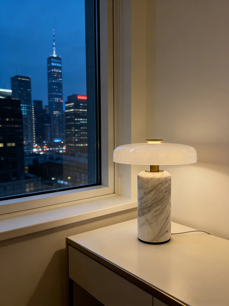 Natural White Marble Table Lamp Atmosphere Home Glass