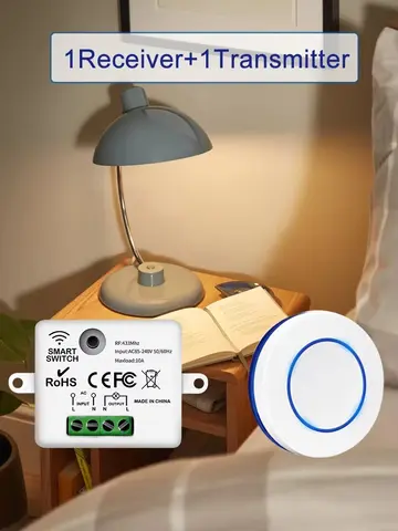 RF 433MHz Wireless Remote Control Light Switch 220V 110V 10A Relay Receiver Mini Round Button Wall Panel Switch For LED Lamp
