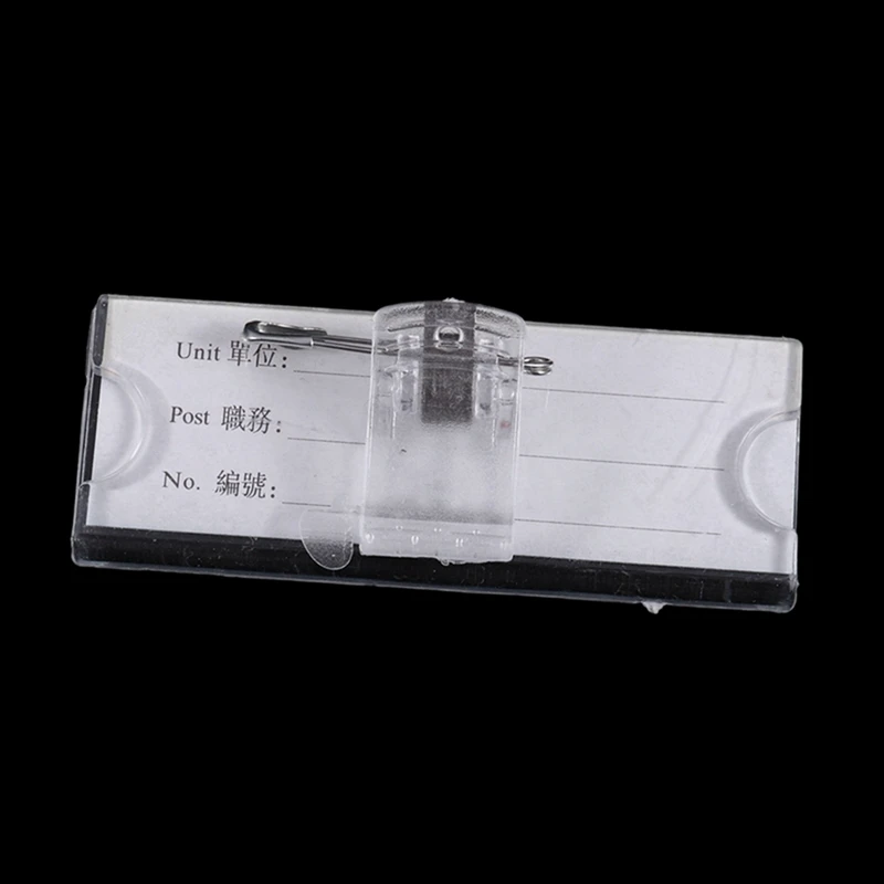 3X Safetypin Clear Hard Plastic Name Tag Clip Holder 3 Pcs